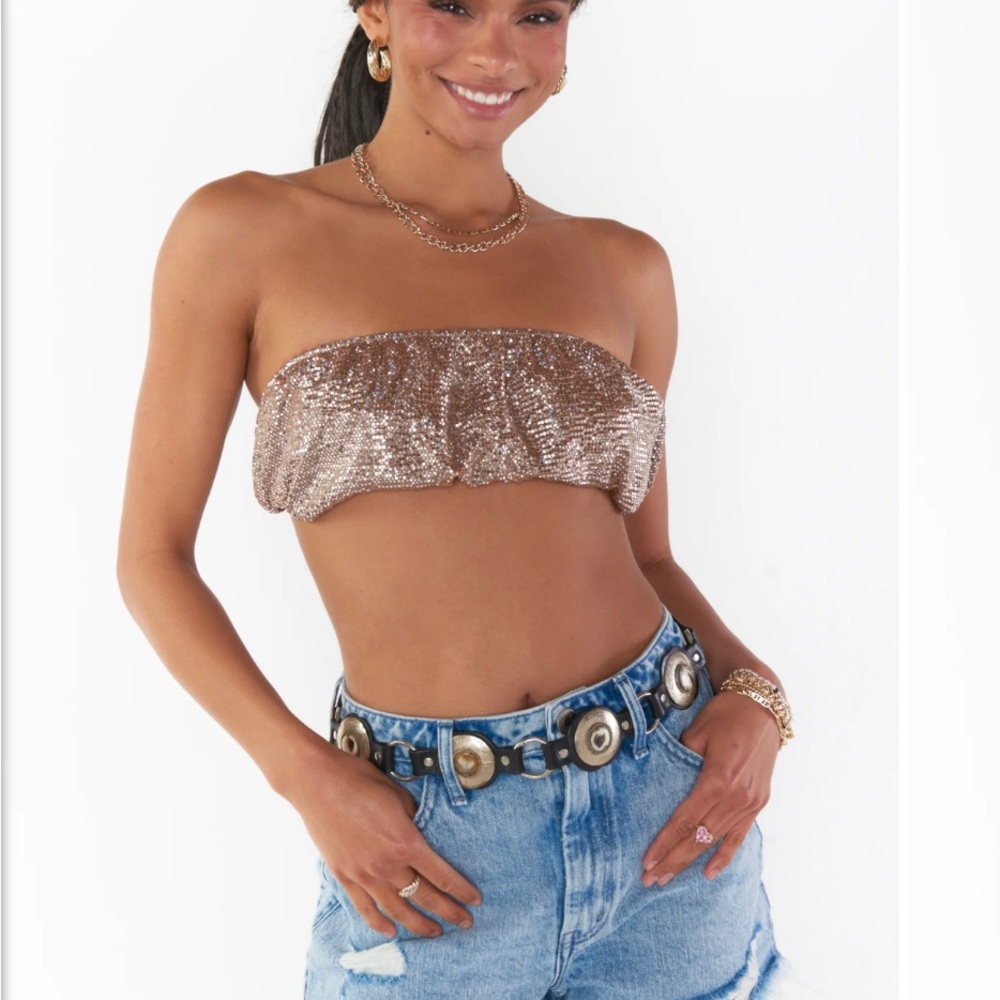 Show Me Your Mumu Micro Tube Top- Shimmery Gold